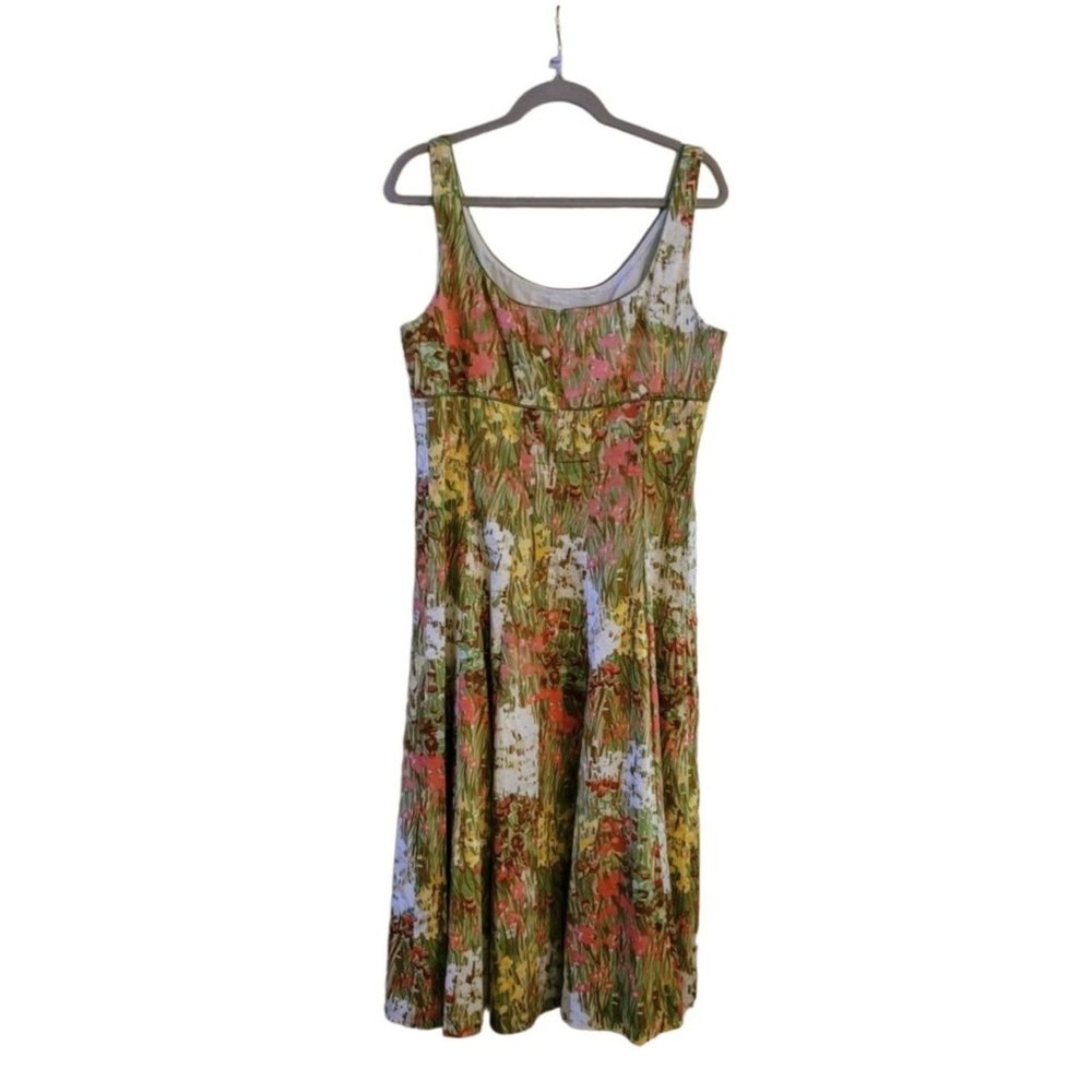 New Directions Floral Sundress Misses Size 16, Brown, Pink, Yellow, Green